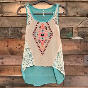Kate Collection lace and embroidered tank